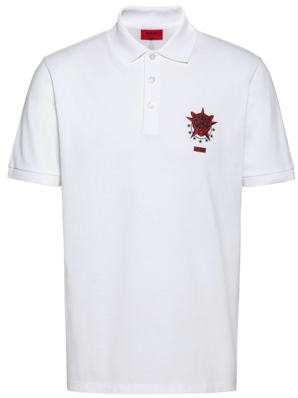 Hugo Men White Solid Polos.